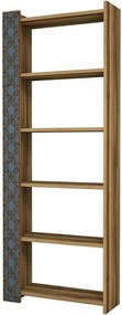 Biblioteca CITY, alun/albastru, PAL melaminat, 65x24x170 cm