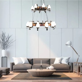 Candelabru rustic fabricat manual din lemn Roata 20L