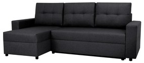 Canapea colțar universală SEVILLA antracit cu funcție de dormit și depozitare