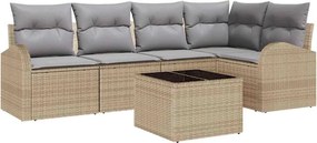 vidaXL Set de canapele pentru grădină 6 pcs Bej și gri deschis