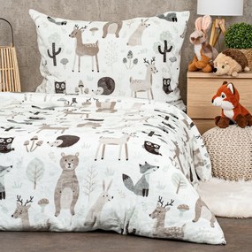 Lenjerie de pat pentru copii din microflanel4Home Nordic friends, 140 x 200 cm, 70 x 90 cm