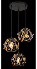 Lustra neagra din metal cu 3 pendule MIKA