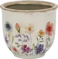 Ghiveci din ceramică cu flori de câmp, crem, H12,5/D14 cm, „Fleurville”