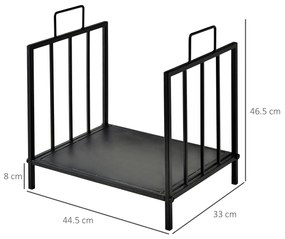 Outsunny Suport pentru Lemne pentru Interior și Exterior cu 2 Mânere, 44,5x33x46,5 cm, Negru | Aosom Romania