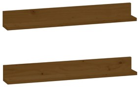 vidaXL Rafturi de perete 2 buc. maro miere 80x11x9 cm lemn masiv pin