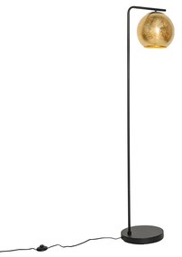 Lampa de podea de design neagra cu sticla aurie - Bert