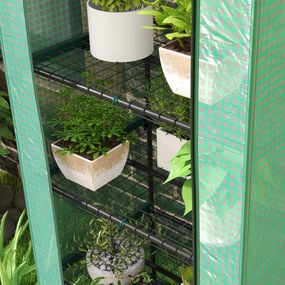 Outsunny Seră de grădină balcon raft seră 5 nivele 0,69 x 0,49 x 1,93 m oțel folie detasabilă PE verde | Aosom Romania