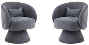 Set de 2 scaune moderne pentru living și dormitor, rotative la 360°, Gri