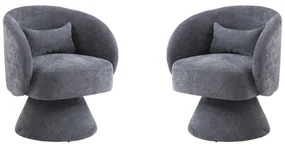 Set de 2 scaune moderne pentru living și dormitor, rotative la 360°, Gri
