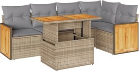 vidaXL Set canapele grădină cu perne 6 piese bej poliratan/lemn acacia