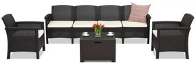 Set din technorattan cu canapea extensibilă Venezia Coffee Box Max 6 Bica maro