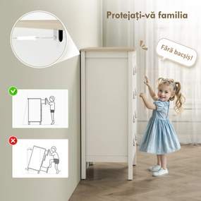 HOMCOM Comodă cu 4 Sertare și Mânere din Piele Ecologică Albă | Aosom Romania
