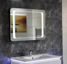 Oglinda cu iluminare LED si dezaburire Inter Ceramic dreptunghiulara 75x60 cm crom lucios