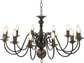 vidaXL Candelabru antichizat, negru, 12 becuri E14