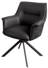 Set 2 scaune Pivotante, Piele Naturala LE GRAND negru