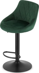 Scaun de bar verde KAST VELVET cu picior negru