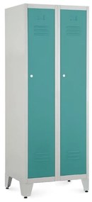 Dulap metalic, 60 x 50 x 161,5 cm, picioare reglabile, încuietoare cilindrică, verde - ral 6033