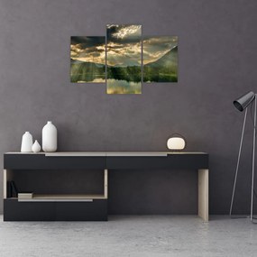 Tablou cu lac și soarele translucid (90x60 cm)