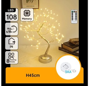 Aigostar - Decorațiune LED de Crăciun 108xLED/3xAA/8 funcții 45cm alb cald