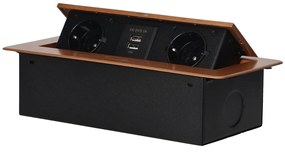 Priza incastrabila dreptunghiulara, 2 prize scuko + 2 USB 5V 2.1A, fara cablu, auriu, Orno