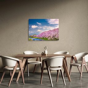 Tablou pe sticlă - Peisaj de primăvară japonez (70x50 cm)