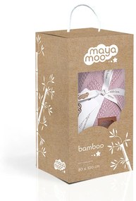 Patura pentru copii tesatura din fibra de bambus Culoare Roz Pudra, MAYA MOO DESIGN 04