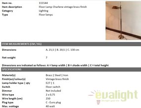 Lampa de podea LUX finisaj vintage Charlene alama 111544 HZ