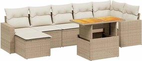 vidaXL Set canapele de grădină, 8 piese, cu perne, bej, poliratan