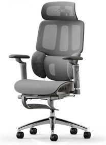 RESIGILAT- Scaun ergonomic MUSSO H80 PRO, șezut translatabil, cotiere 6D, suport lombar dinamic, spătar reglabil înălțime, tetieră 3D, suport picioare, mecanism multifunctional inclinare/blocare, pivotant, Mesh, Gri