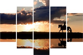 Tablou - Rider pe un cal la apus de soare (150x105 cm)