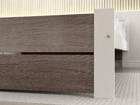 Pat dublu Culoare alb/stejar trufa, IKAROS DOUBLE 180 x 200 cm Saltele: Cu saltele Deluxe 10 cm, Somiera pat: Fara somiera
