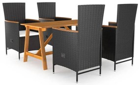 vidaXL Set de masă pentru grădină, 5 piese, negru