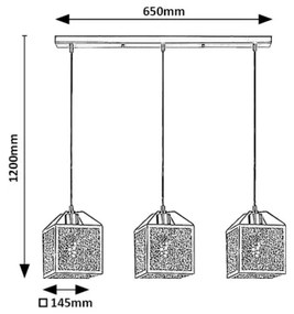 Lustră pe cablu Rabalux 72219 SAMILO 3xE27/40W/230V negru