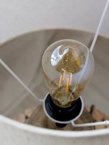 Lampă de masă cu bază din lemn și abajur din in, Zora