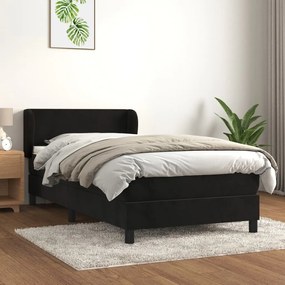 3127351 vidaXL Pat box spring cu saltea, negru, 90x200 cm, catifea