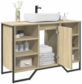 vidaXL Dulap chiuvetă baie, stejar sonoma, 91x35x60 cm, lemn prelucrat