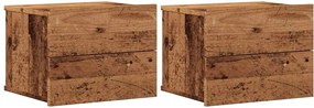 vidaXL Noptiere de perete, 2 buc., lemn vechi, 40x32x30 cm