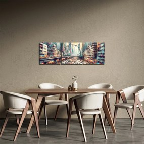 Tablou - Viața din marele oraș (cu ceas) (90x30 cm)