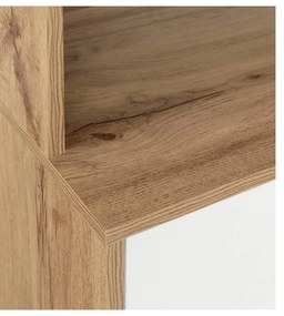 Vitrină albă/în culoare naturală cu aspect de lemn de stejar 84x165 cm Skandi – Støraa