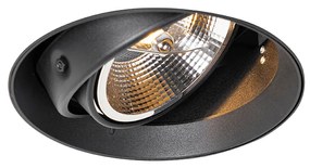 Spotlight modern încastrat negru GU10 AR111 rotund fără rama - Oneon