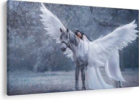 Tablou - Fata și unicorn (90x60 cm)