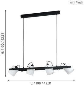 Eglo 43425 - Lustră pe cablu HORNWOOD 1 4xE27/28W/230V