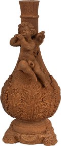 Suport lumanare, maro, din polirasina, H23 cm, Angel