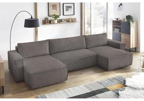 Colțar gri închis extensibil cu tapițerie din catifea reiată (în formă de "U") Nihad – Bobochic Paris