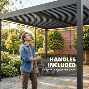 Outsunny Pergolă 3x3 m acoperiș terasă din aluminiu cu iluminare LED, telecomandă, acoperiș cu lamele reglabil | Aosom Romania
