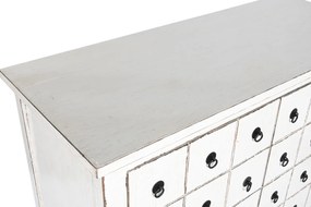 Dulap vintage din lemn de ulm, alb, cu 2 uși cu 36 de sertare decorative, 2 sertare și 2 rafturi, finisaj patinat, 120 x 102 x 42 cm, „Isabeau”