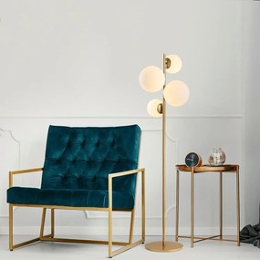 Lampadar auriu cu abajur din sticlă (înălțime 162 cm) Fazli – Opviq lights