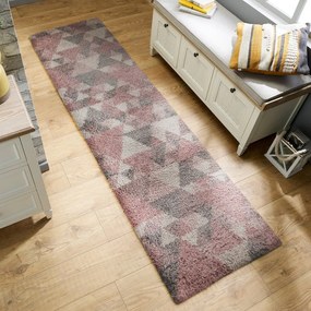 Covor tip traversă Flair Rugs Nuru, 60x230 cm, roz-gri