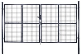 vidaXL Poartă din plasă de grădină, gri, 289x150 cm, oțel galvanizat