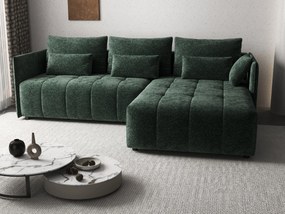 Colțar extensibil dumonde cu ladă de depozitare si sezut confortabil din spuma high-density, Malta Euphoria Green 235x185 cm